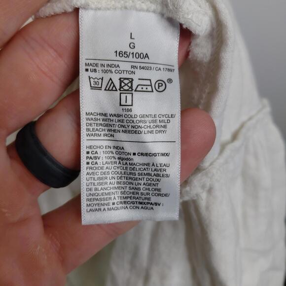 Old Navy Dress Womens L White Tiered Babydoll Beachy Travel Resort Vacation - Picture 7 of 9